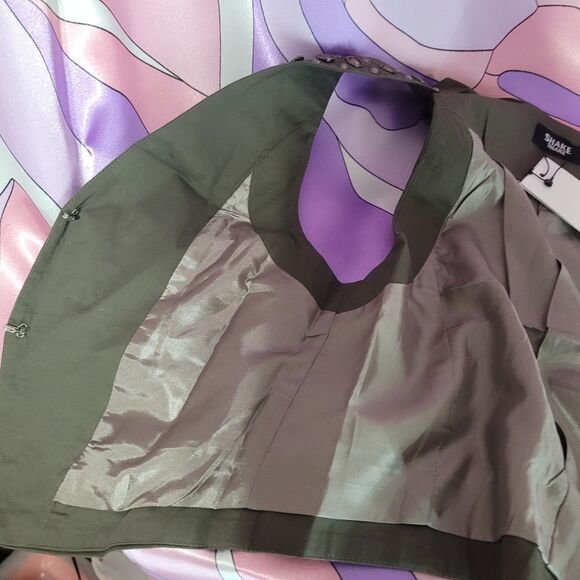 Womens Green Vest Small Tailored Bling Rhinestone Y2K Japan Fashion Festival Top - Picture 10 of 12